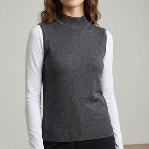 Grace Dark Gray Sleeveless Turtleneck Sweater